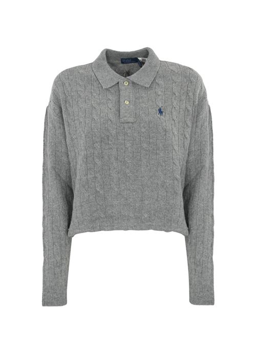 Polo a trecce in lana e cashmere grigio POLO RALPH LAUREN | 211 910158006